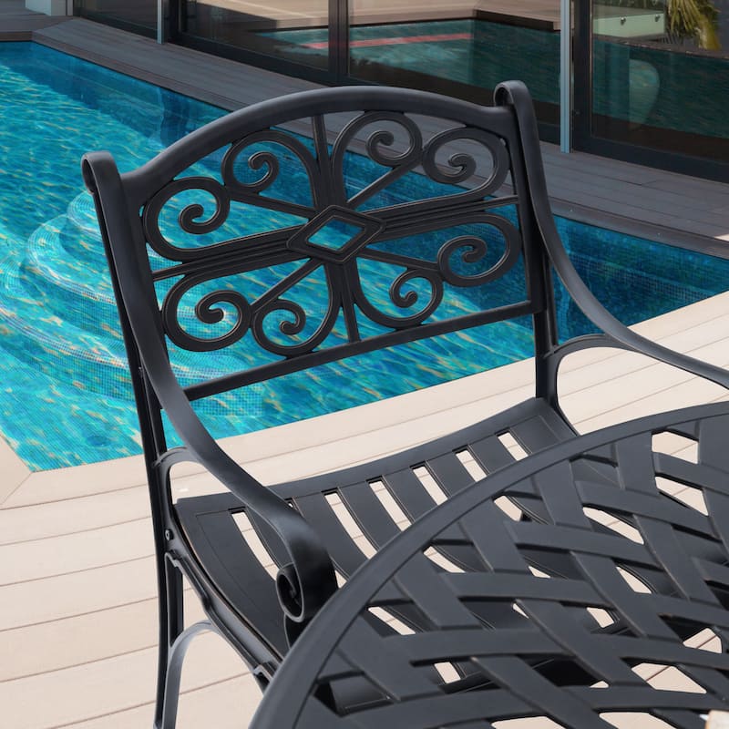 Patio 5 Pieces Cast Aluminum Dining Set with 2.24’’ Umbrella Hole