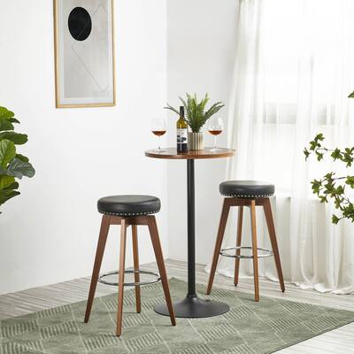 Glitzhome 31.25"H Mid-Century Modern Backless Swivel Bar Stools Set of 2