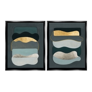 Stupell Reflecting Blue Arches Abstract Layered Shapes Over White Framed Wall Art