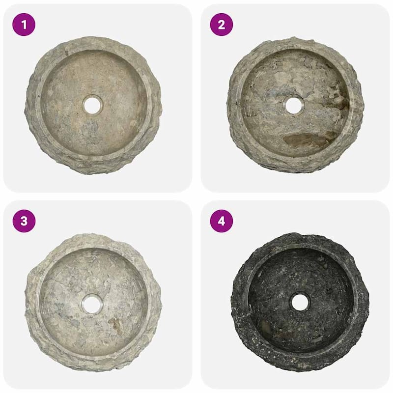 vidaXL Bathroom Basin, Ø15.7x4.7 Inches, Marble Round - 15.7"x4.7"
