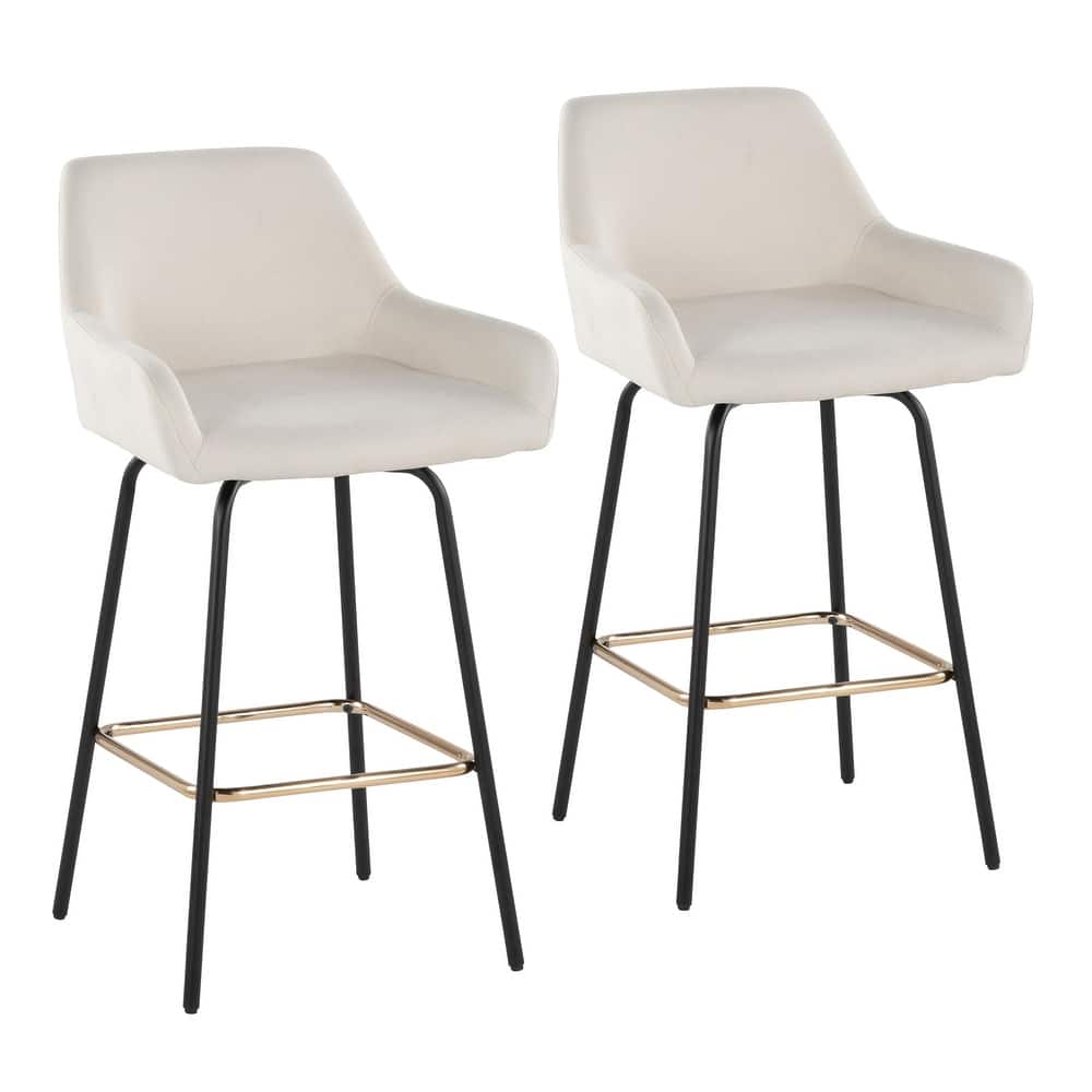 Porch & Den Galotti Fixed Height Counter Stool with Metal Legs & Square Footrest (Set of 2)