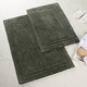 preview thumbnail 1 of 5, Superior Solid Bordered Cotton Washable Non-Slip Bath Rug Runner or Rug Set 2 Piece Set - Forest Green