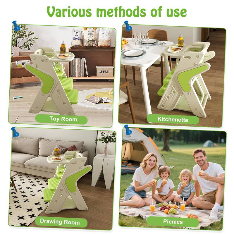 Multi Functional Growing Up Dining Chair,Adjustable Height Toddler Tower,Five-Point Seat Belts And A Movable Large Dinner Plate