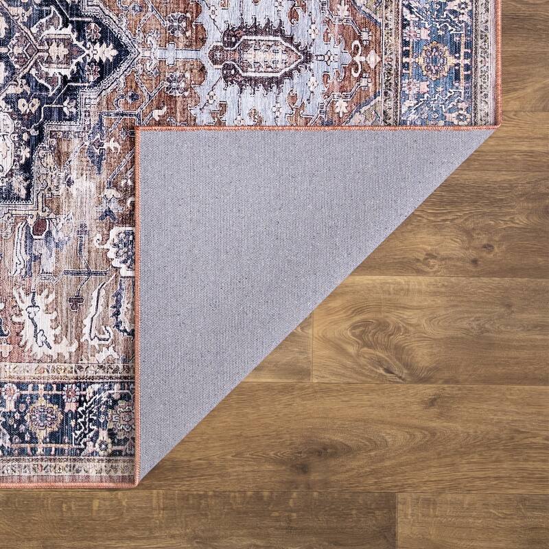 Abani Rugs Lola LOL150A Brown Blue Medallion Area Rug