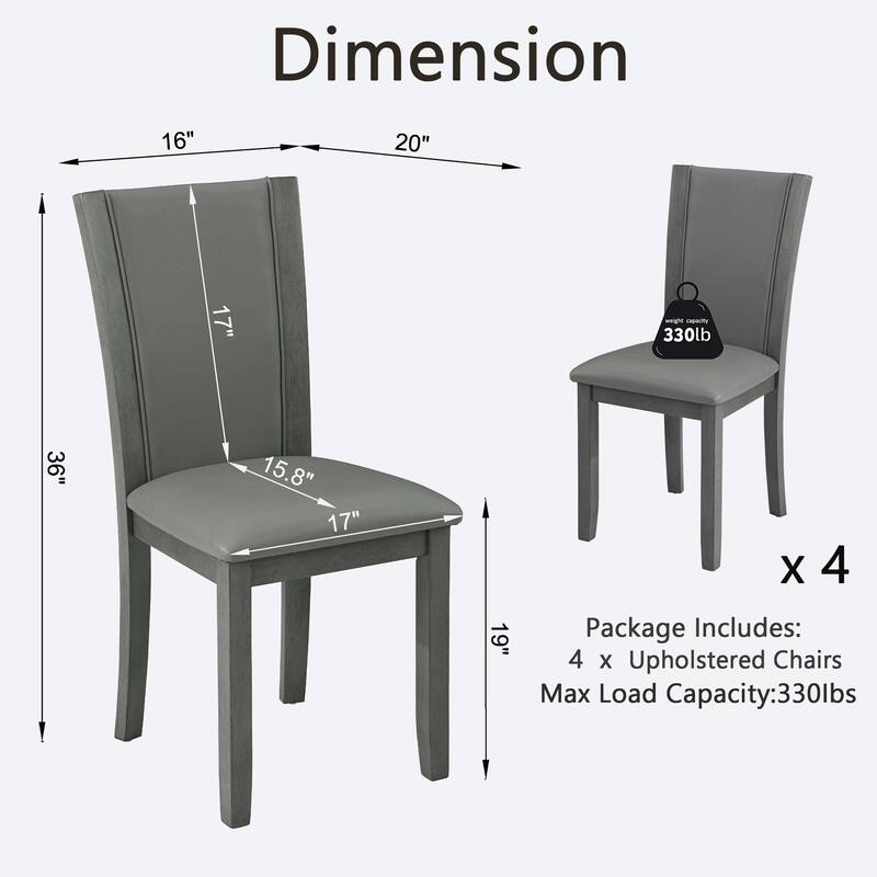 Wooden Dining Chairs Set of 4, Kitchen Chair with Padded Seat, Upholstered Side Chair for Dining Room, Living Room, Kitchen