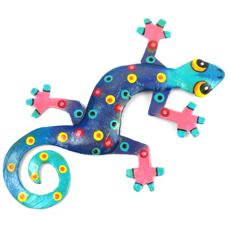 Handmade Recycled Metal Gecko Wall Art (Haiti) - Polka Dots