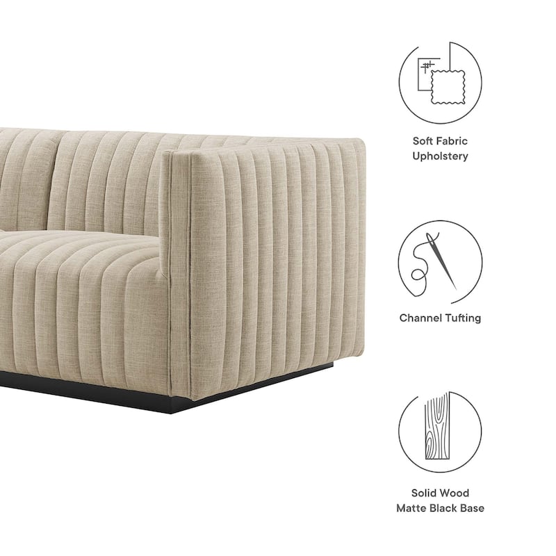Conjure Channel Tufted Upholstered Fabric Loveseat
