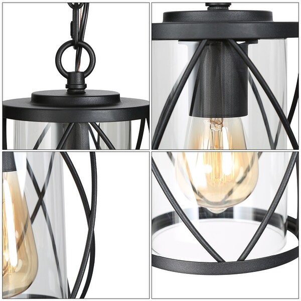 Zarbel Modern Farmhouse Outdoor Patio Lights Black Pendant Lighting Glass Shade Ceiling Light Matte Black D 6.5 x H 11 On Sale Bed Bath Beyond 35528144