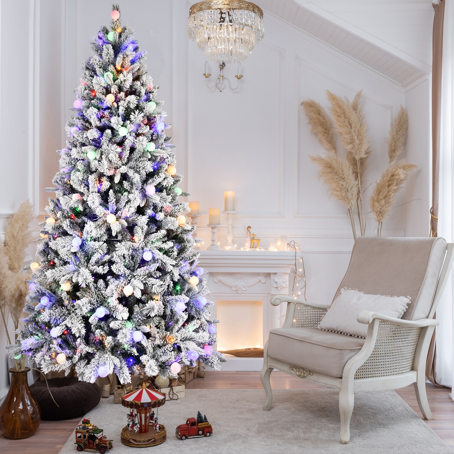 White christmas tree with purple lights outlet