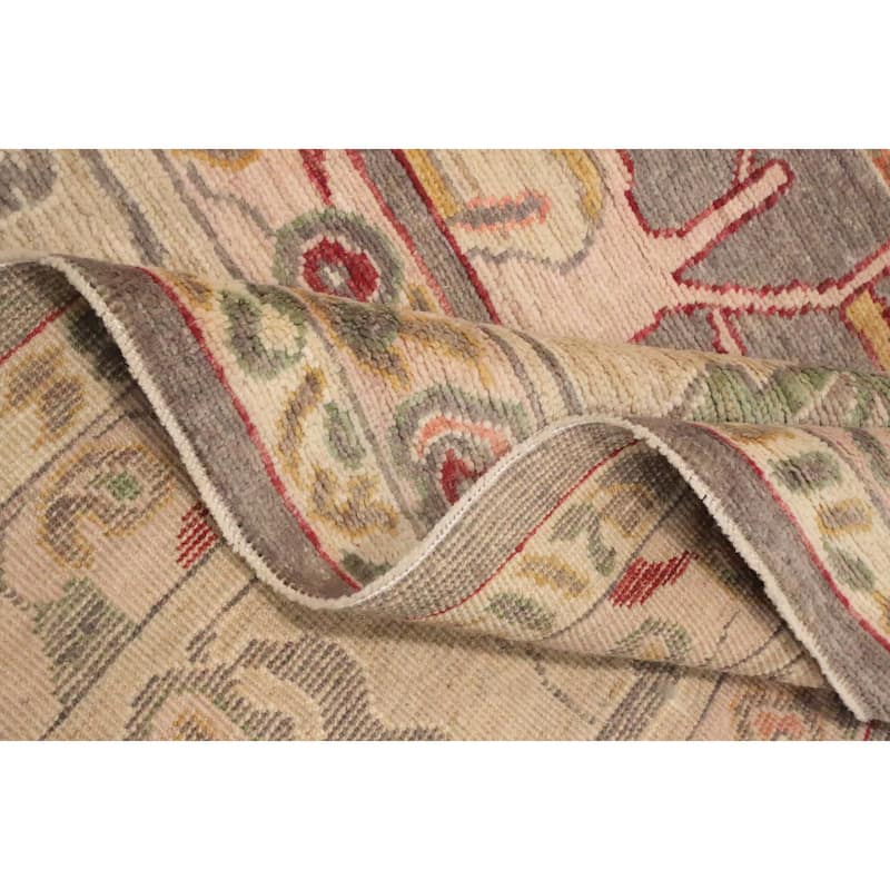 Hand Knotted Oriental 100% Wool Carpet Transitional All-Over Greys & Charcoal Oushak Area Rug - 13' 11'' X 10' 6''