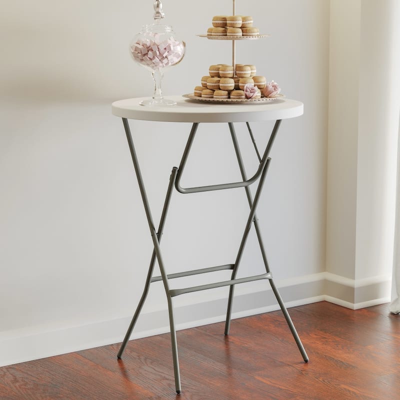 2.6-Foot Round Plastic Bar Height Folding Event Table - 31.25"D x 31.25"W x 43.75"H