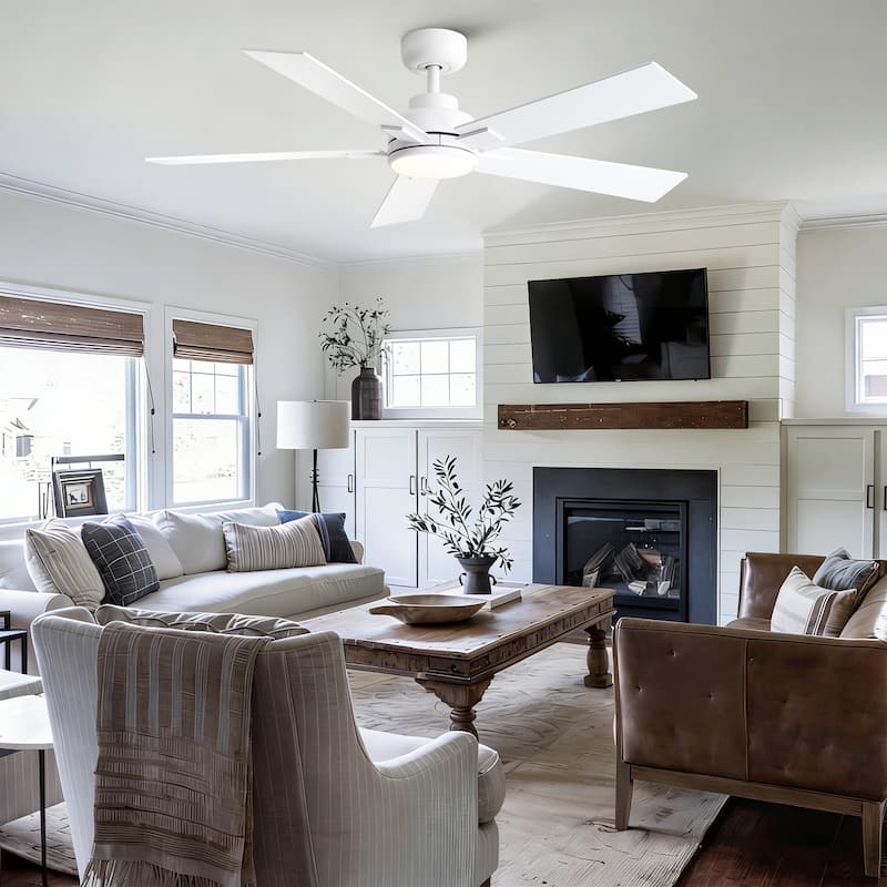 Cusp Barn 52" Modern Ceiling Fan with Light and Remote, LED Integrated Dimmable Reversible DC Motor Ceiling Fan for Living Room