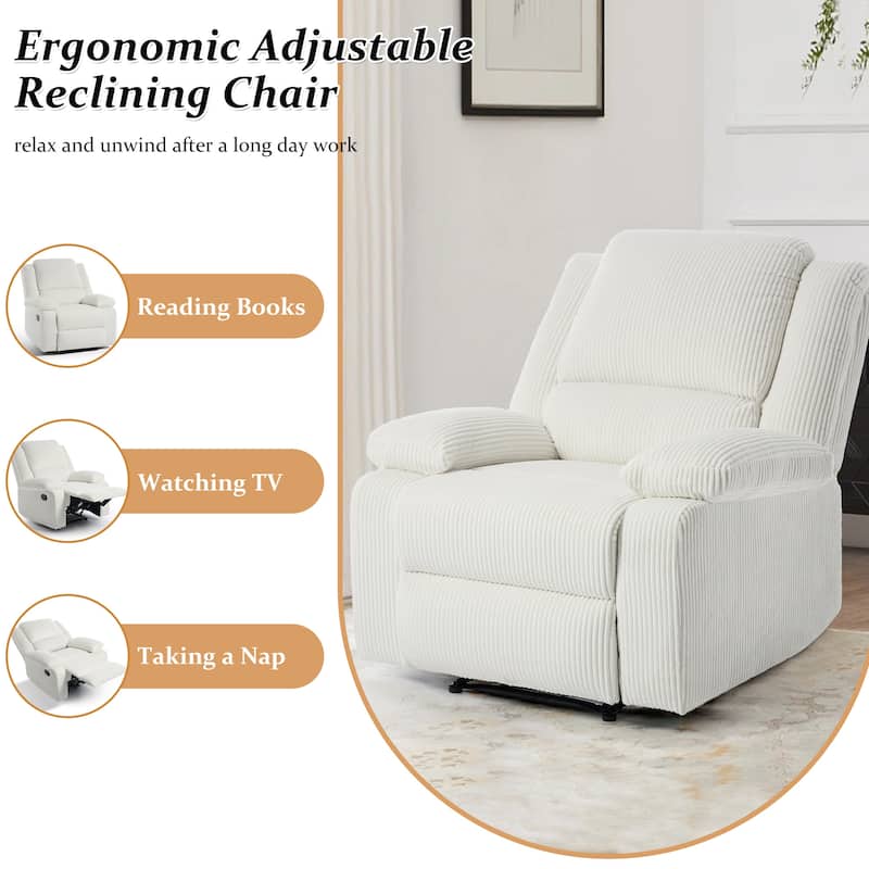 Corduroy Manual Recliner Chair with Footrest