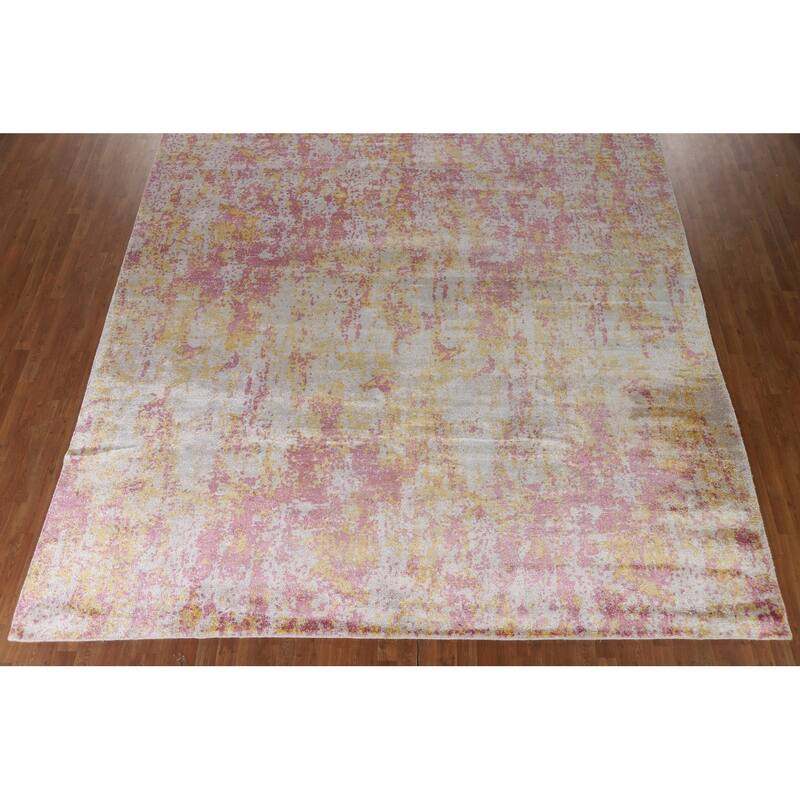 Hand Knotted Oriental 100% Wool Carpet Modern All-Over Multi-Colored Abstract Area Rug - 10' 11'' X 10' 11''