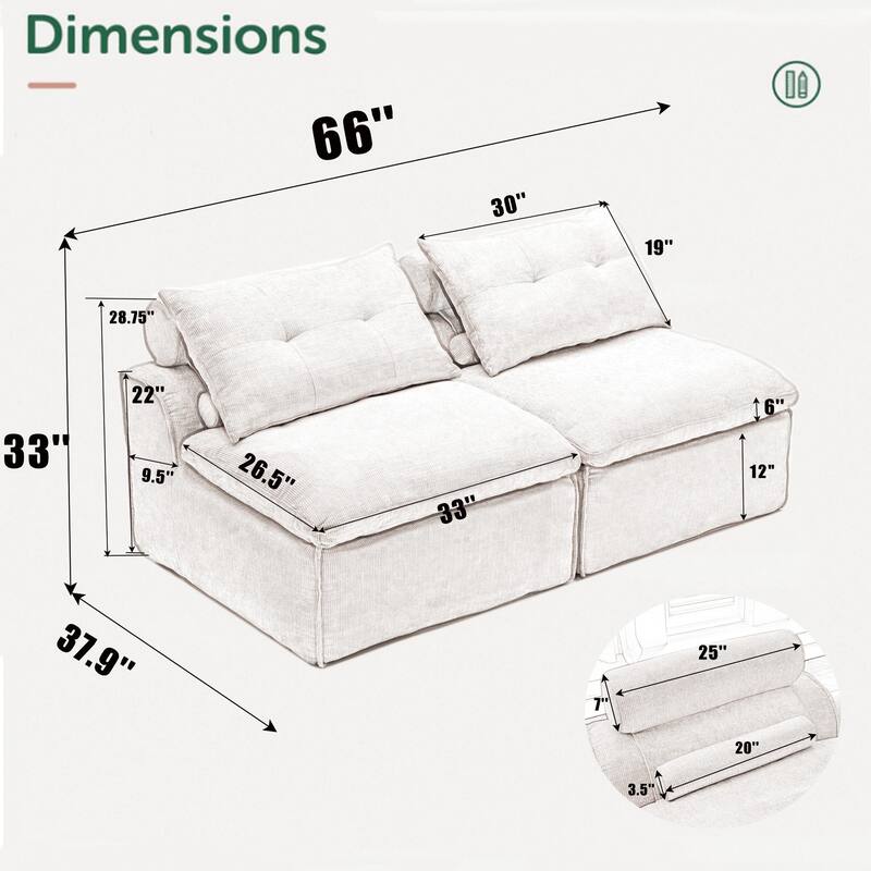 Modular Sofa No Armrests - Light Gray