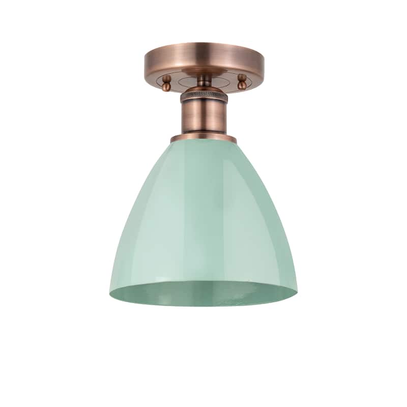 Innovations Lighting Edison Plymouth Dome - 1 Light 8" Semi-Flush Mount - Seafoam/Antique Copper