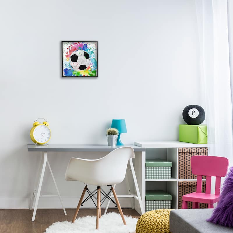 Stupell Vivid Splash & Soccer Ball Framed Giclee Art Design By Kim Allen