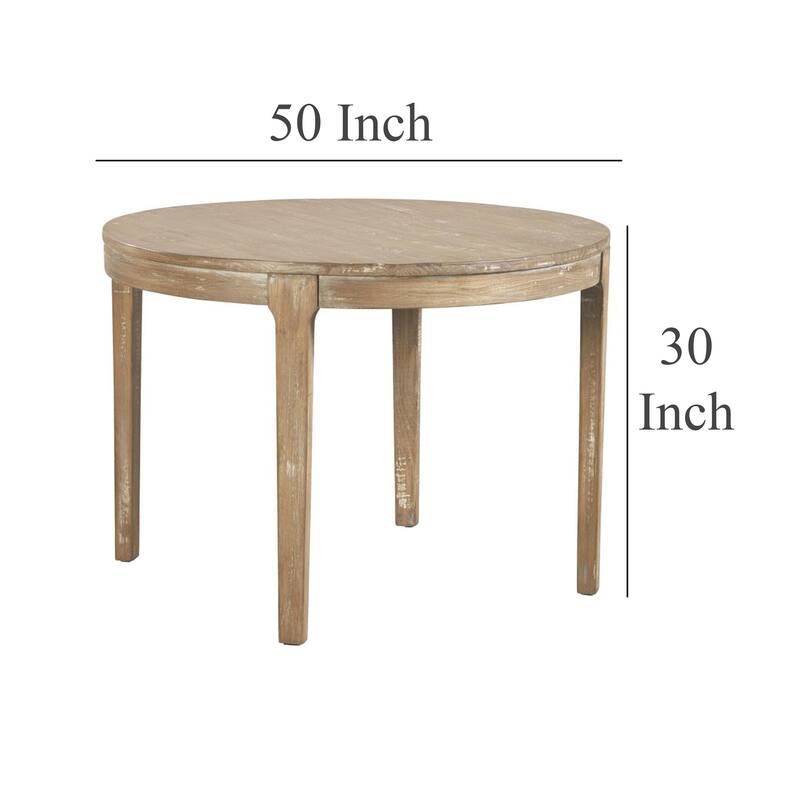 Tuley Dining Table, Tapered Legs, Pine Wood, Gray, 42 Inch Round Top