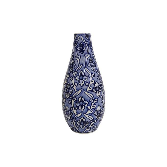 Home&Manor Ceramic Slim Vase Light Blue