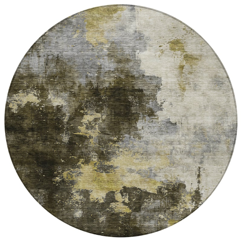 Machine Washable Indoor/ Outdoor Abstract Modern Chantille Rug