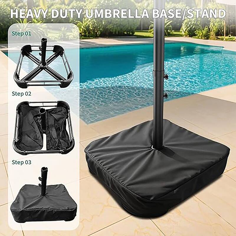 15ft Large Patio Umbrellas with Base, Outdoor Double-Sided Rectangle Market Umbrella