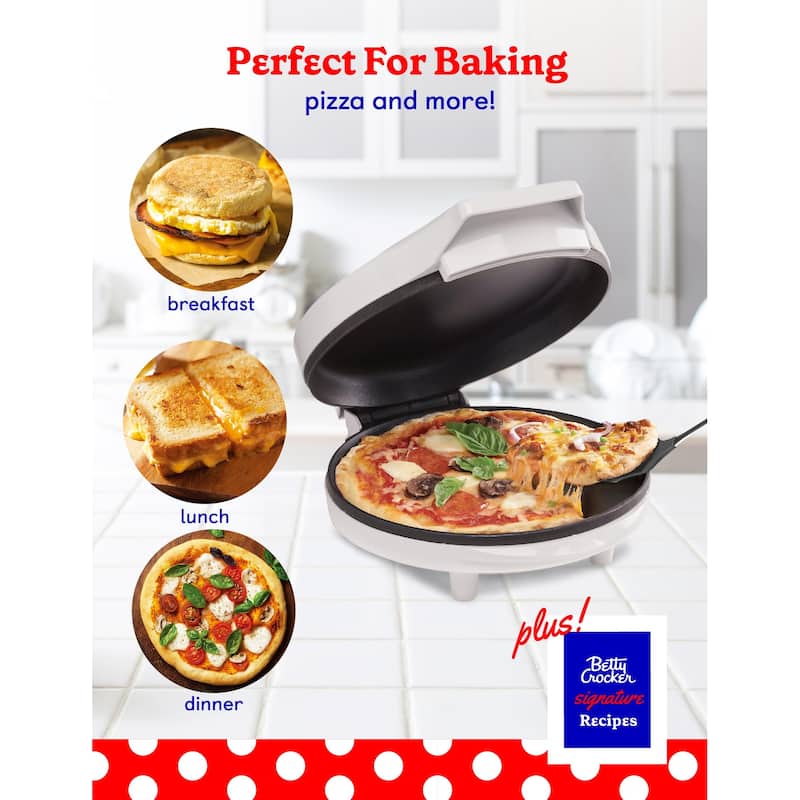 Betty Crocker 8" Travel Pizza Maker Plus, Indoor Electric Grill With Insulated Travel Bag