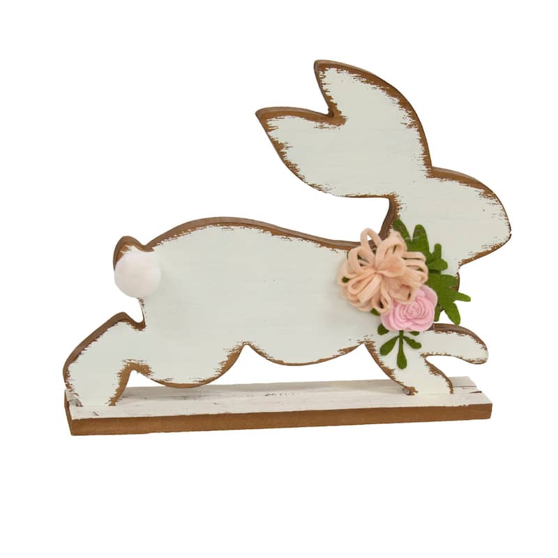 Distressed White Running Easter Bunny