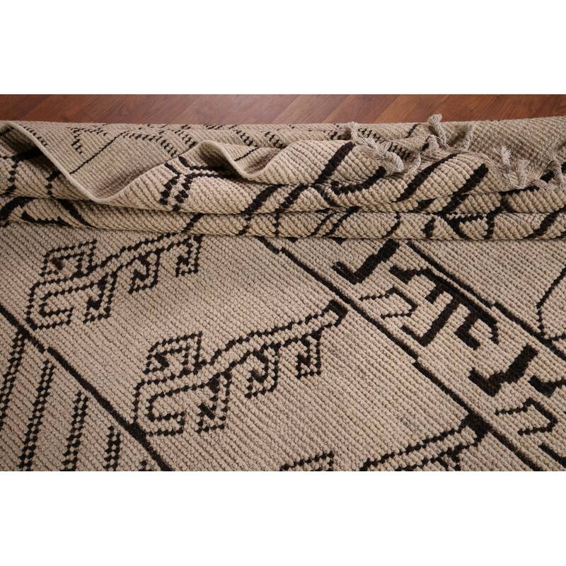 Moroccan Oriental Area Rug Hand-Knotted Contemporary Wool Carpet - 8'11"x 12'0"