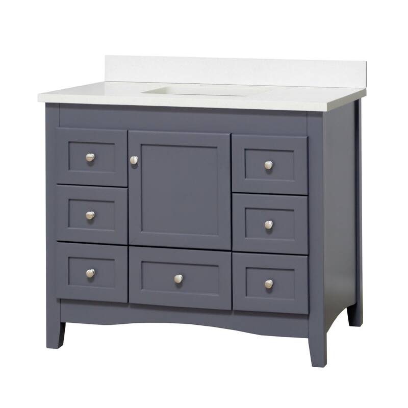 KitchenBathCollection Abbey 42" Bathroom Vanity with Quartz Top