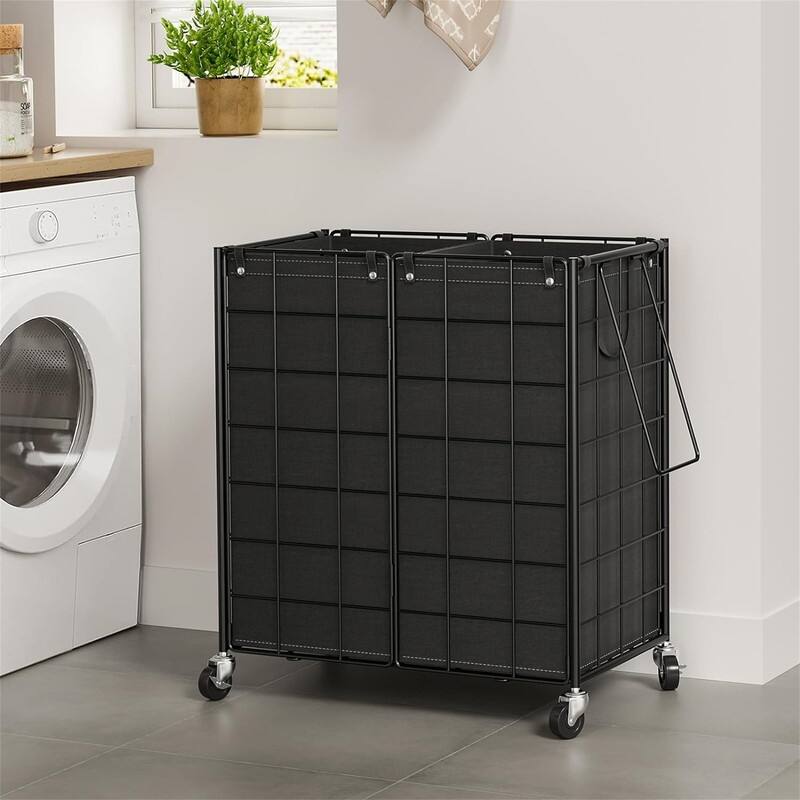 Double Laundry Hamper with Wheels - 22"L x 13"W x 26.4"H