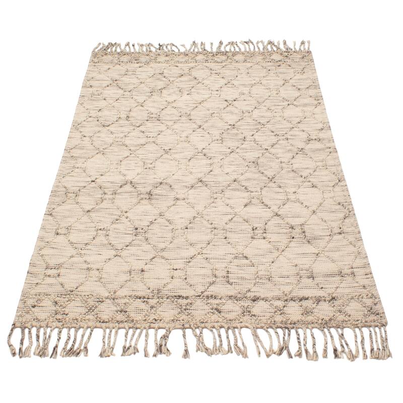 ECARPETGALLERY Braid weave Sienna Khaki Wool Rug - 5'1 x 8'1