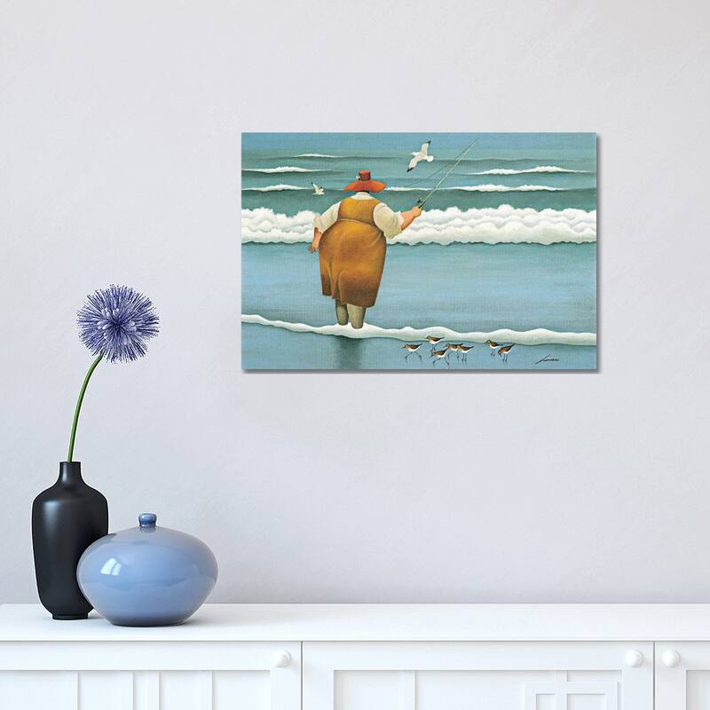 iCanvas "Surfside Fishing" by Lowell Herrero Canvas Print - 12x18x1.5
