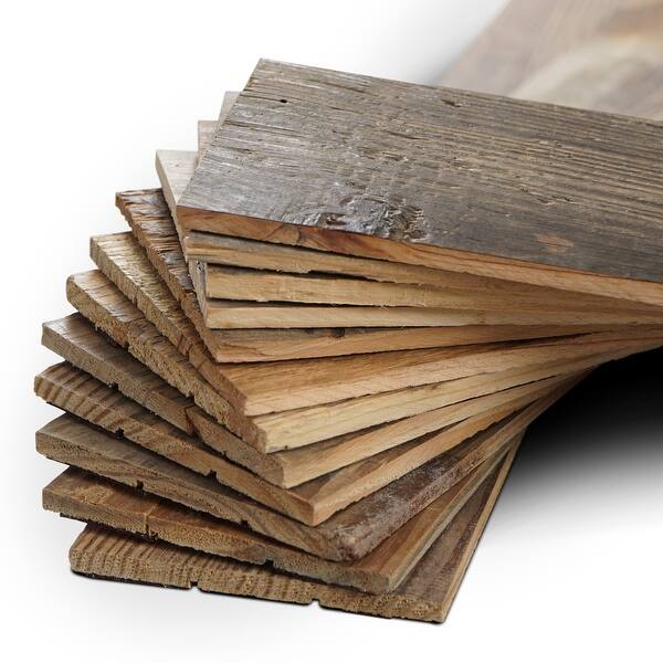 Shop Belleze Solid Pine Wood Board Wall Panel Peel Stick 12pcs