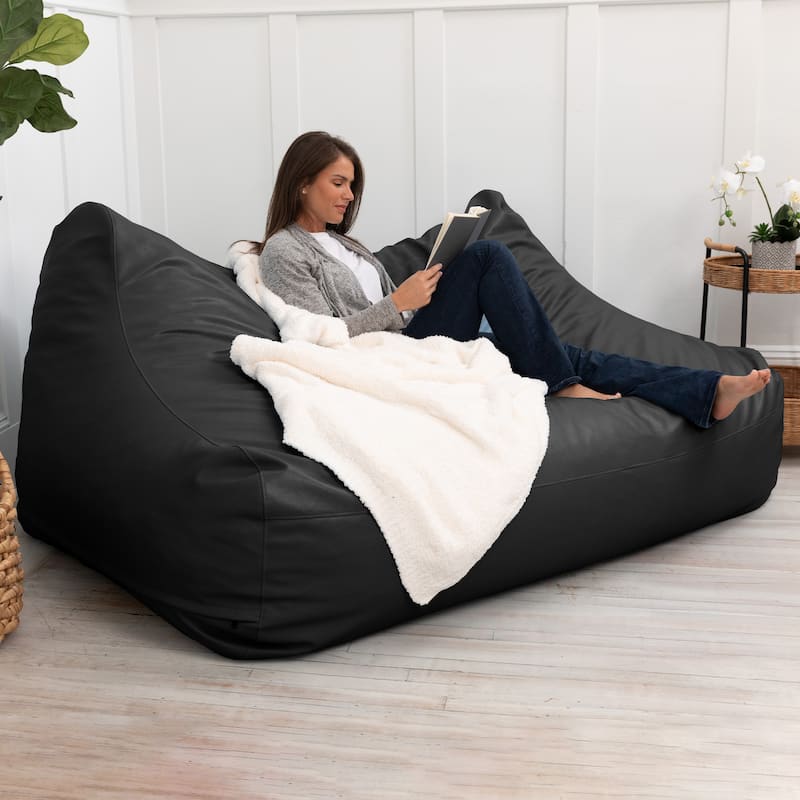 Atrium Collection Lozia Loveseat - Large Bean Bag Sofa for Home Theaters, Offices, Schools & Receptions - Faux Leather - N/A