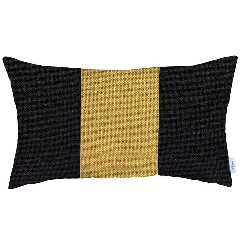 Boho-Chic Decorative Houndstooth Jacquard Pillow Covers - 12x20 - Yellow-Black
