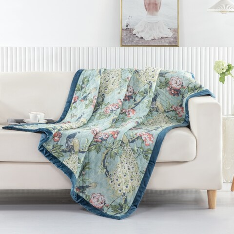 Greenland Home Fashions Pavona Quilted Throw Blanket with Velvet Borders