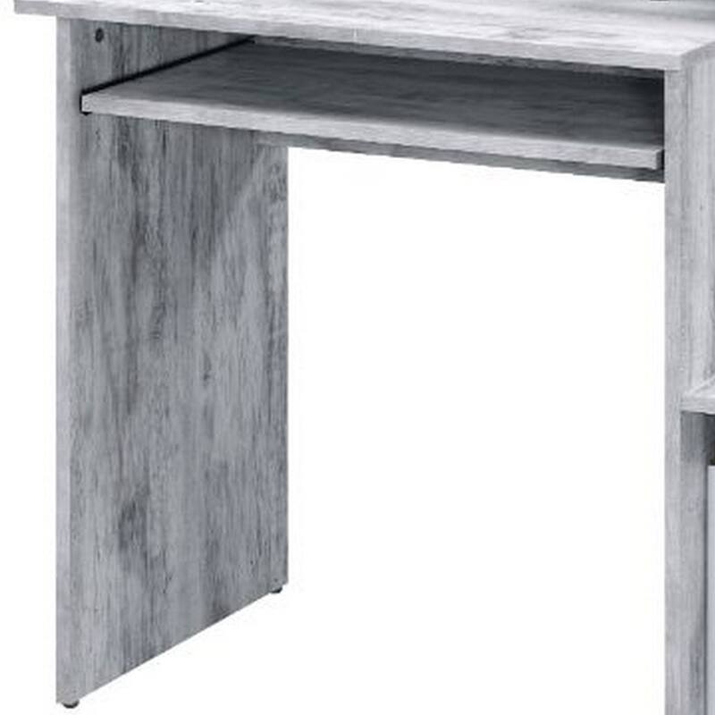 Computer Desk with Built In Bookshelf, Antique White and Black, Antique White and Black
