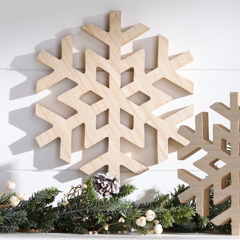 Natural Wood Snowflake (Set of 2)