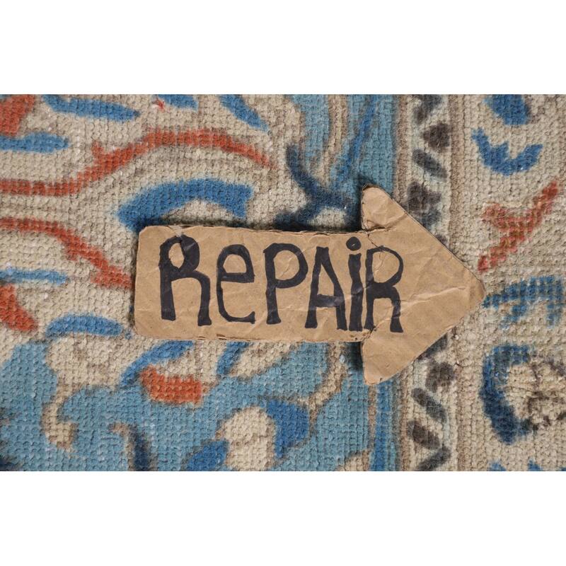 Over Dyed Blue Tabriz Persian Antique Area Rug Handmade Wool Carpet - 9'2"x 12'6"