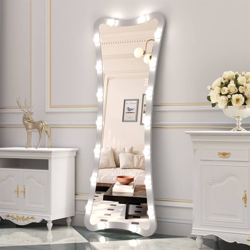 63"H Full Length Mirror with 3 Color Modes Lighted and Touch Control - Silver