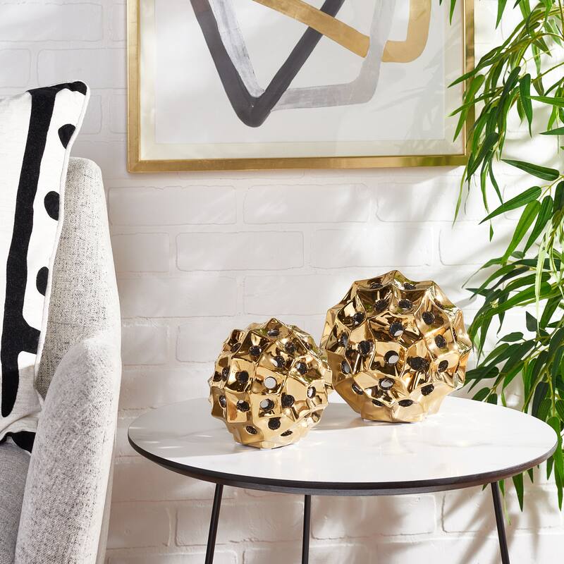 SAFAVIEH Home Ovis Ceramic Vase -Set of 2 - Golden Globes
