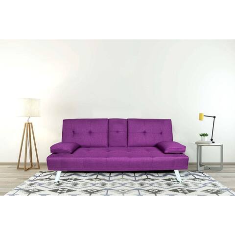 Convertible Sofa Bed Adjustable Sofa Bed Modern Linen Home Recliner Reversible Two-Seat Sofa Folding Sofa Bed Guest Bed, Purple