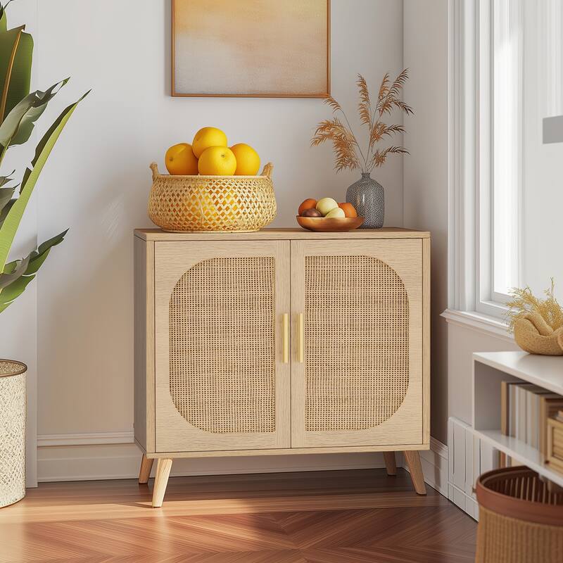 Floor Sideboard Cabinet with 2 Doors & 4 Storage Compartments