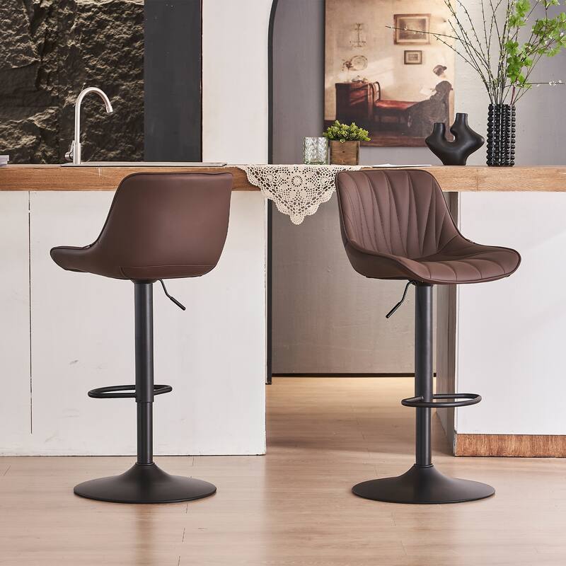 Adjustable Swivel Bar Stools Set of 2 Modern Upholstered Counter Stools