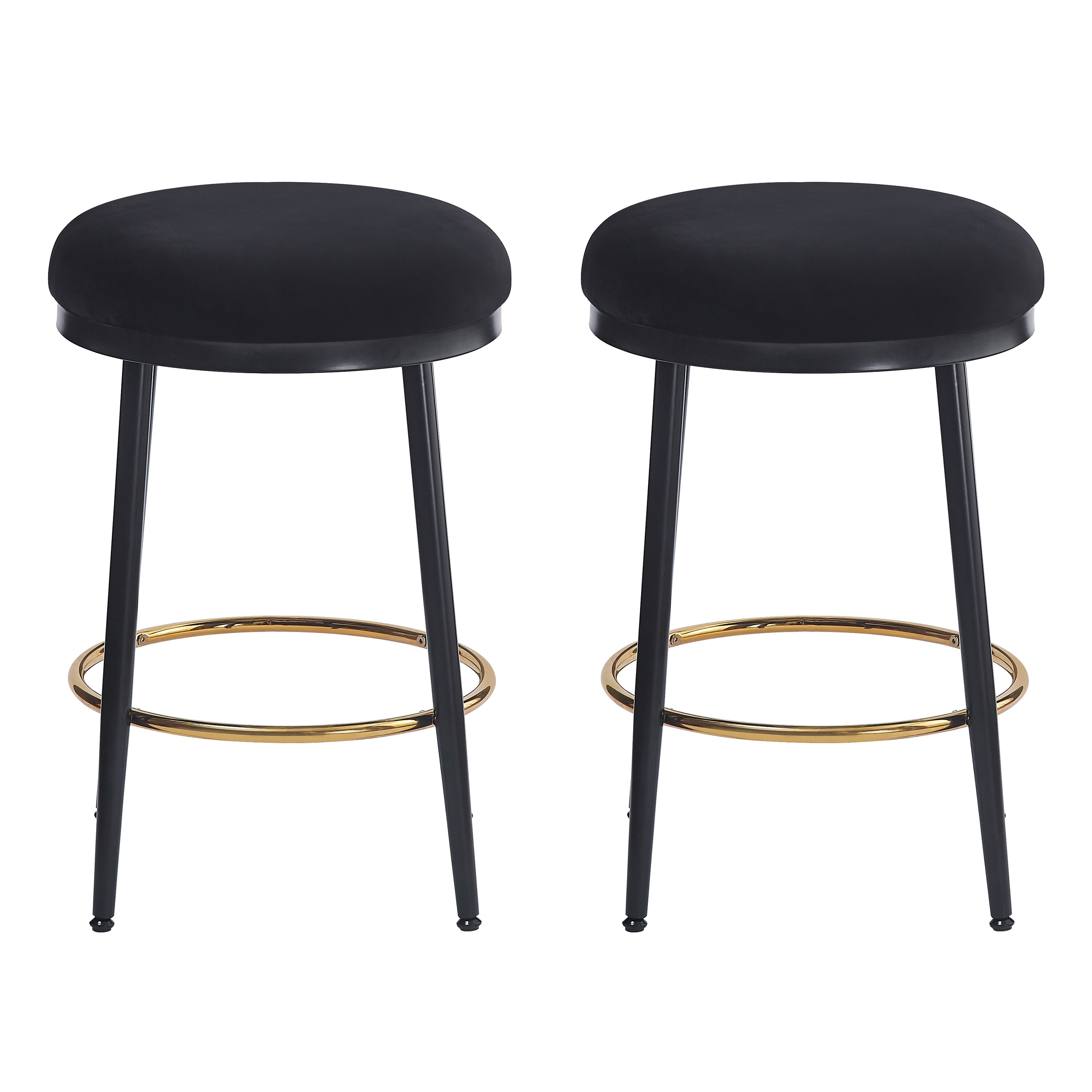 24.75'' Modern Counter Stools Set of 2,Black Counter Stools with iron Frame