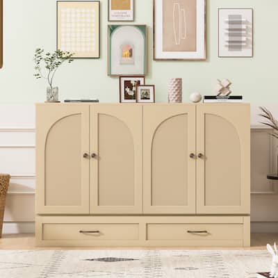 Full Size Murphy Bed with Large Drawers, Gold