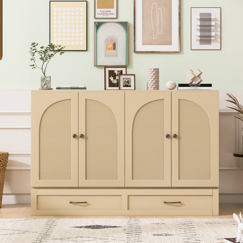 Space-Saving Full Size Murphy Bed with Drawers and USB Charging, Gold Finish - Gold