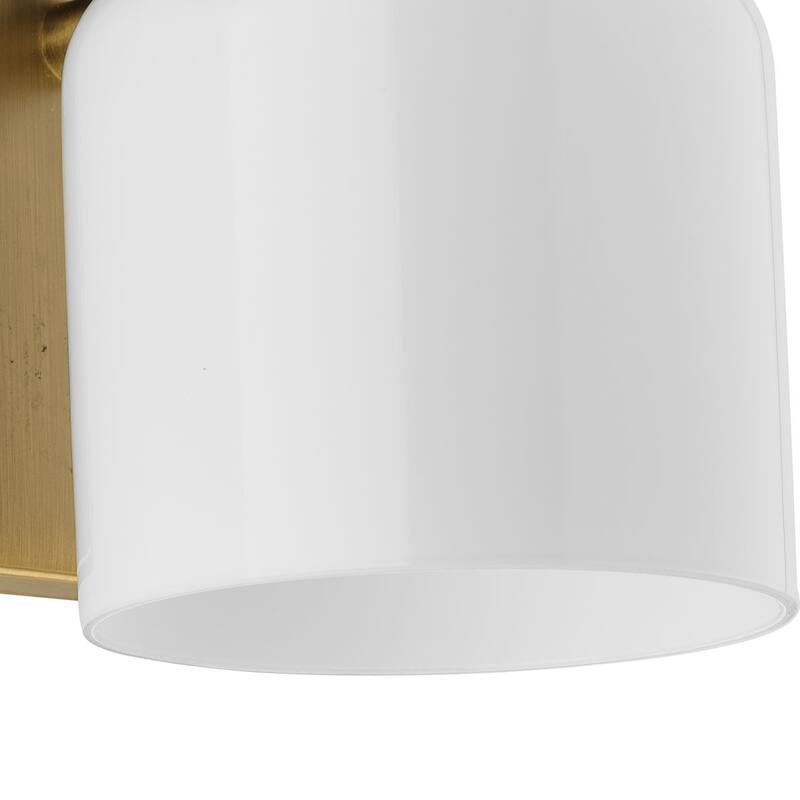 Fessler Collection One-Light Vintage Brass Opal Glass Farmhouse Bath Light - 5 in x 7 in x 9 in