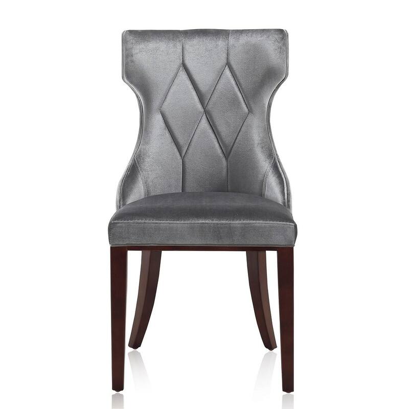 Reine Black and Walnut Velvet Dining Chair (Set of Two)