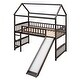 preview thumbnail 23 of 37, Cottage Style Twin Size Wood Loft Bed with Slide,Playhouse Design Solid Pine Wood Bed,Maximized Space Saving